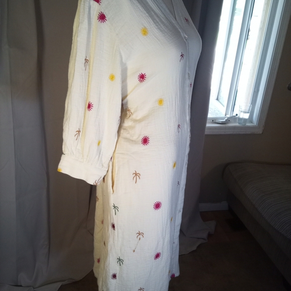 Michael Kors Cream Midi Dress with Multicolor Embroidery - Picture 5 of 5